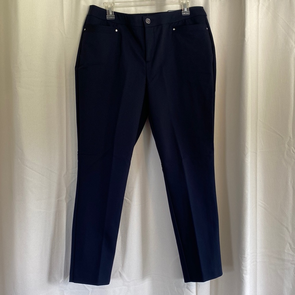 NWT Christopher & Banks Navy Blue Dress Pants Moderate Fit Ankle Size 12.